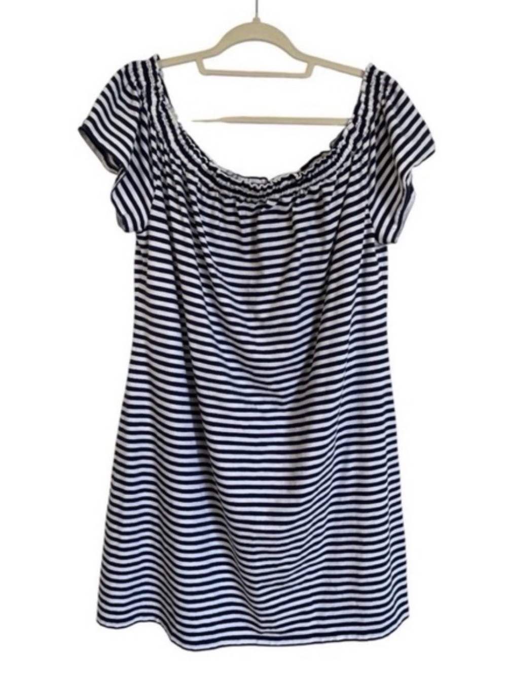 Vineyard Vines Blue White Stripe On/Off Shoulder Cotton Blend Dress Cover Up XL